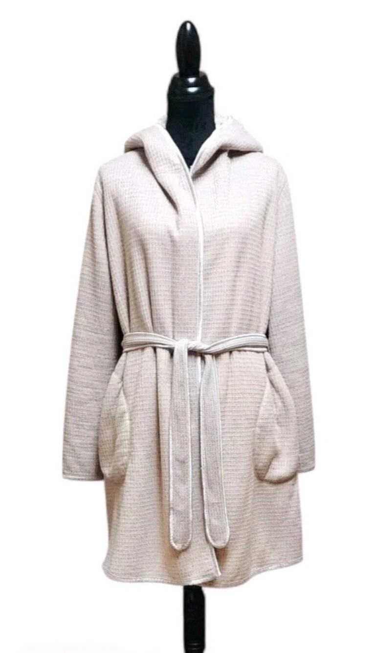 Anthropologie Pure Good Hooded Robe Sherpa Lined Cozy Loungewear Size Small